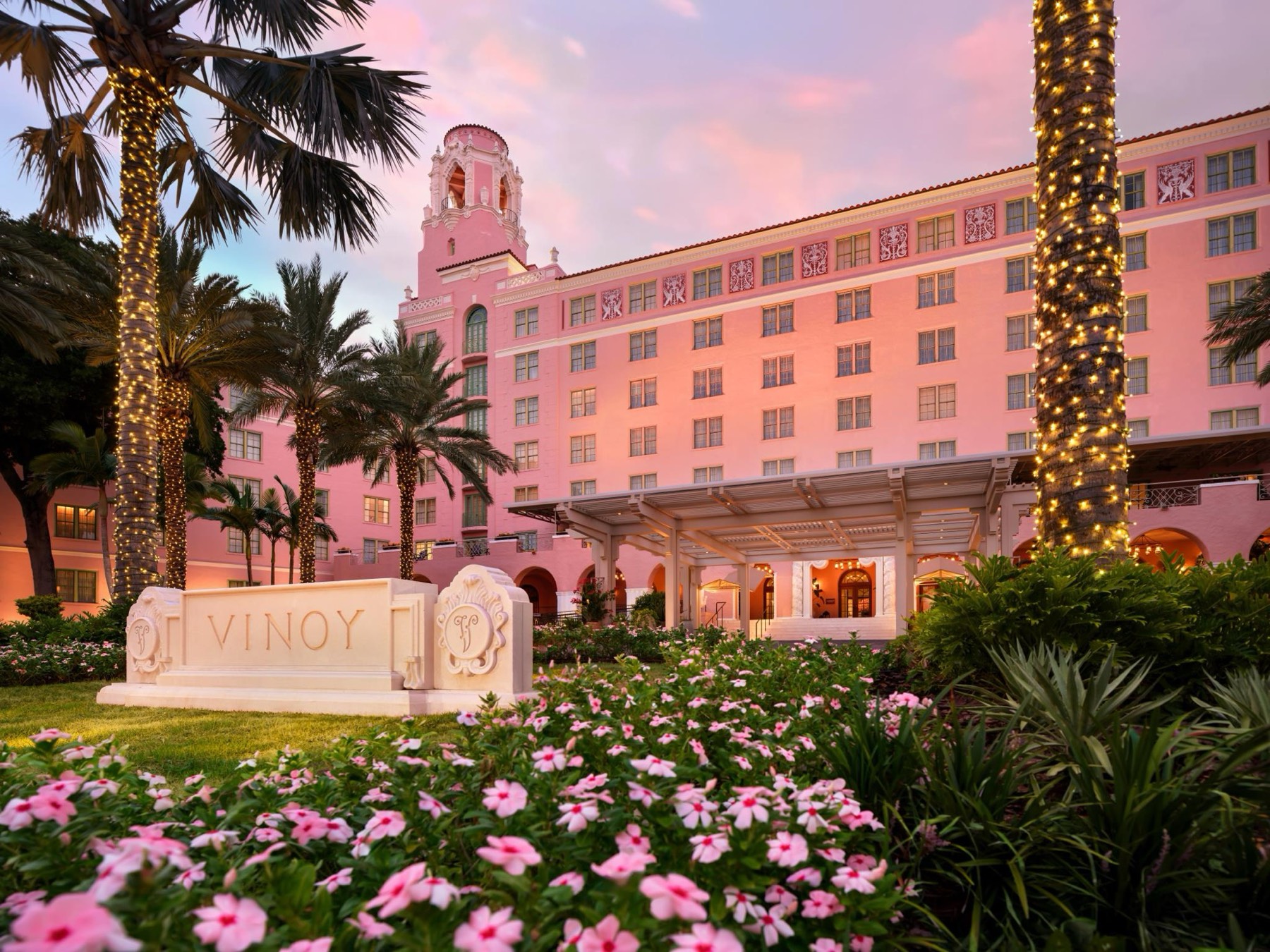 The Vinoy Resort entrance at dusk, St. Petersburg, FL