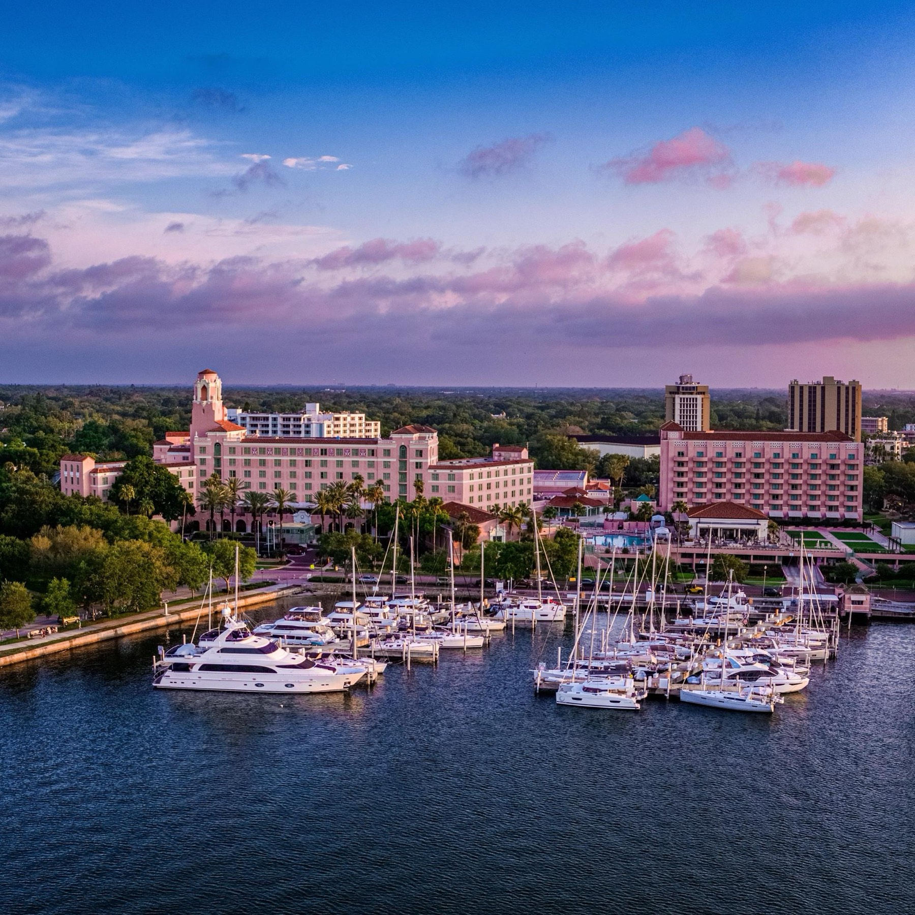Aerial view of The Vinoy Resort and marina, St. Petersburg, FL